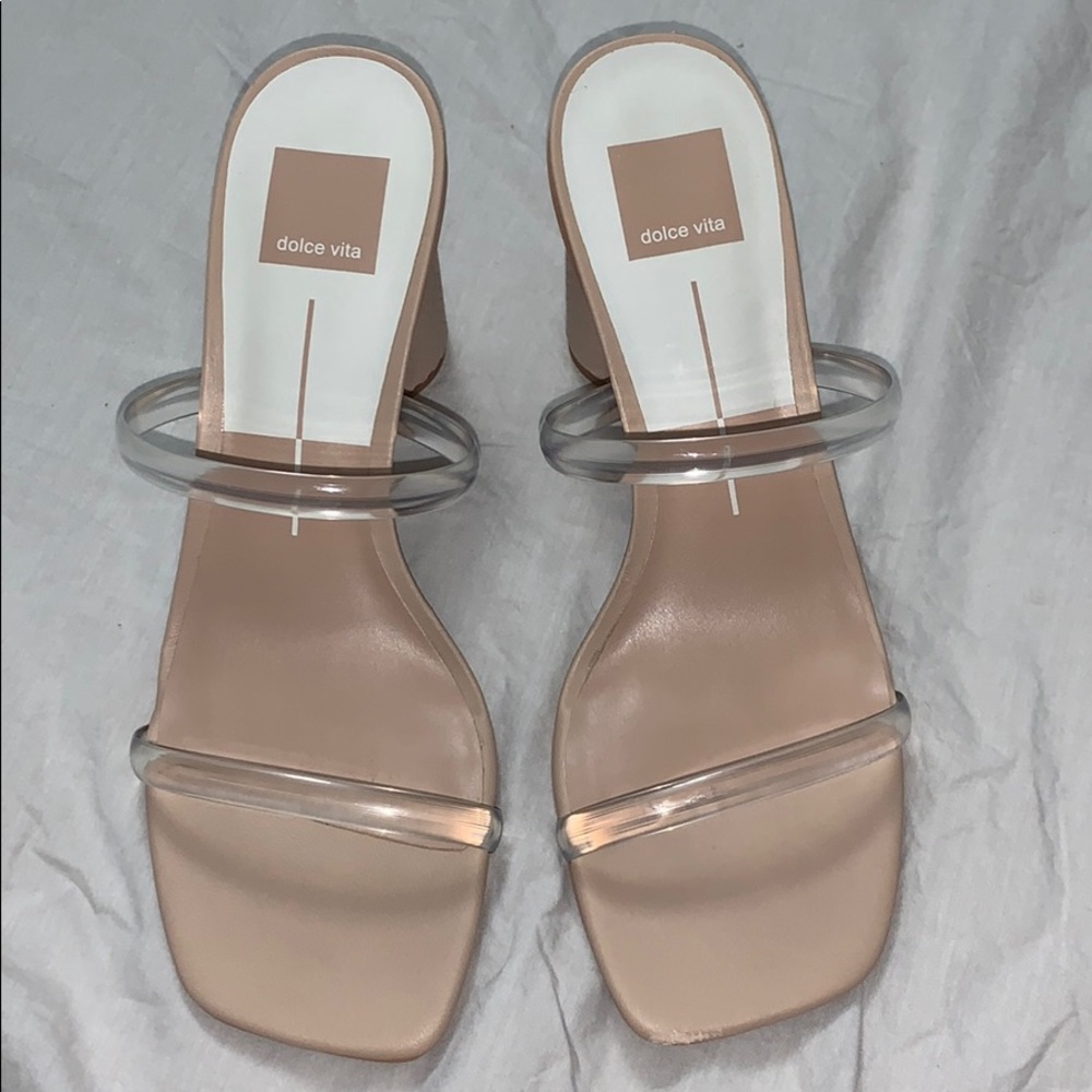 Nude crystal heels